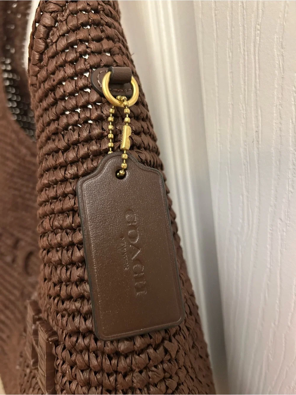 Coach Brown Woven Logo Hobo Bag